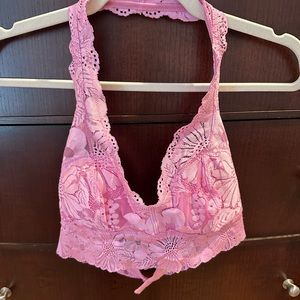 Aerie Bright Pink Halter Lace Bralette